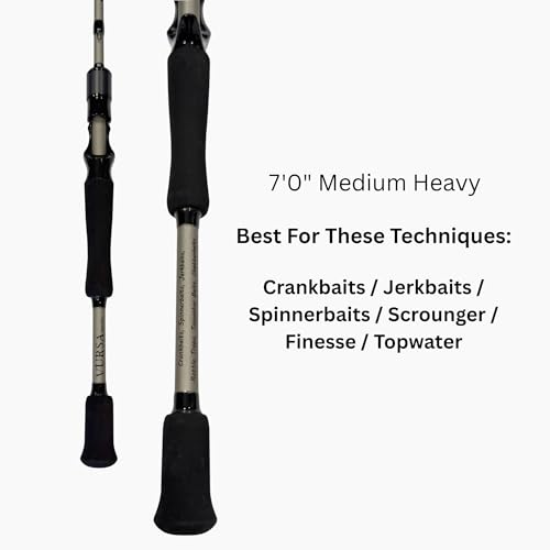 Fitzgerald Vursa Series Baitcasting Rods | High Modulus Graphite | American Tackle TiForged Air Guides | 9 Models | Bass, Walleye & Musky | Freshwater & Inshore - size: 7'0" Medium Heavy (casting)
