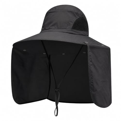 Sun Protection Hat with Neck Flap – 360° Wide Brim Outdoor Fishing Hat, Lightweight Breathable Quick Dry Sun Cap for Hiking, Gardening, Beach Travel – Adjustable Unisex Summer Sun Visor Hat