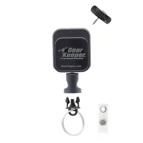Gear Keeper Micro Retractable Key Holder & Tool Retractor - Heavy Duty Retractable Keychain With Treaded Stud Mount - Small Tool Holder, ID Badge Clip & Key Chain - 36” Extension - USA Made