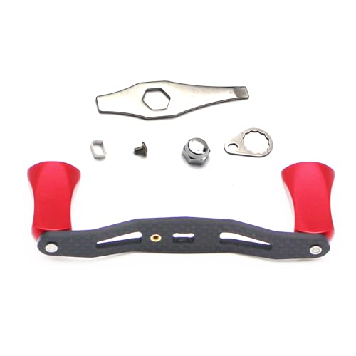 Mr. Z 95mm Carbon Fiber Baitcasting Reel Handle Compatible for Abu Garcia Shimano Daiwa Light Weight Low Profile Casting Reel - color: Metal Red, size: Right-handed