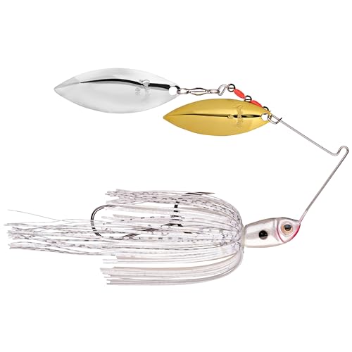 Strike King (PPL12WW-204GS) Premier Plus Spinnerbait Fishing Lure, 204 - White, 1/2 oz, Advanced Perfect Skirt with Magic Tails