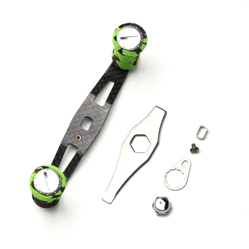 Mr. Z 95mm Carbon Fiber Baitcasting Reel Handle Compatible for Abu Garcia Shimano Daiwa Light Weight Low Profile Casting Reel - color: Camo Green, size: Left-handed