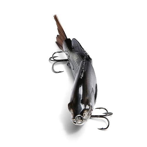 5.9in Multi Jointed Swimbait Fishing Lures Bait,2 Segment Big Giant Sinking Fishing Bass Lures,Crankbaits Swimbaits with Treble Hook - color: 5.9in,1.94oz-Color H