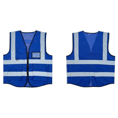 Fishing Vest - Work Vest for Men V Neck Zip Up Lightweight Breathable Sleeveless Utility Jackets Mesh Outwear Vests 2026 - color: 04# Blue