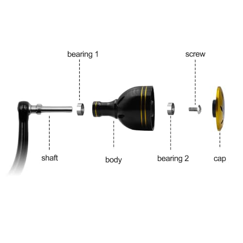 Power Knob Compatible with S h i m a n o Sahara FI Twin Power Daiwa Fuego Spinning 30mm G - color: Black Yellow-Include Shaft, size: 30 mm