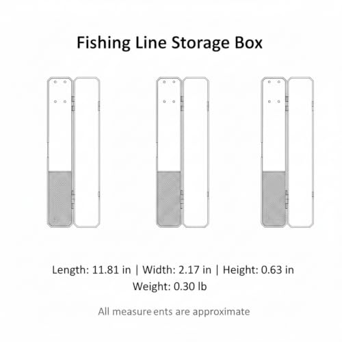 Anglers' Slim Fishing Line Spool Organizer, Transparent Tackle Storage Box for Quick ID and Compact Carry - size: 11.81 x 2.17 x 0.63 in