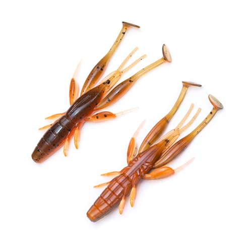 8pcs Soft Crawfish Baits Artificial Baits Floating Shrimp Lobster Baits Crayfishs Lure Swimbait Elastic Simulation Baits - color: light brown 4