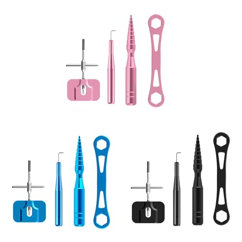 Spool Disassembling Wrench Reel Bearing Pin Remover Wheel Remover Tool Fishing Reel Ball Bearing Maintenance Aluminum Alloy Fishing Tool - color: Set Black