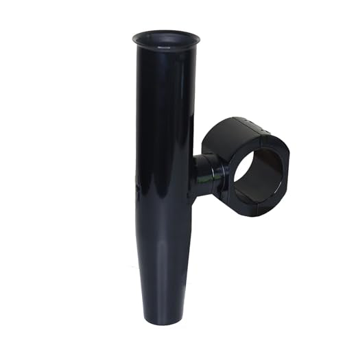 2 PCS T-Top Rod Holder Single Aluminum clamp on fit 1.5",1.875",2" inch Horizontal or Vertical Fishing Boat Tower/Leaning Post/Rail - color: Black