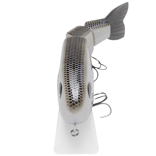 BASSROCK Topwater Fishing Lures for Bass Pike Salmon Floating Swimbait Jointed Crankbait Freshwater Saltwater 4.9in/1.76oz RK1001 - color: White Shad, size: 3.9in/1.04oz