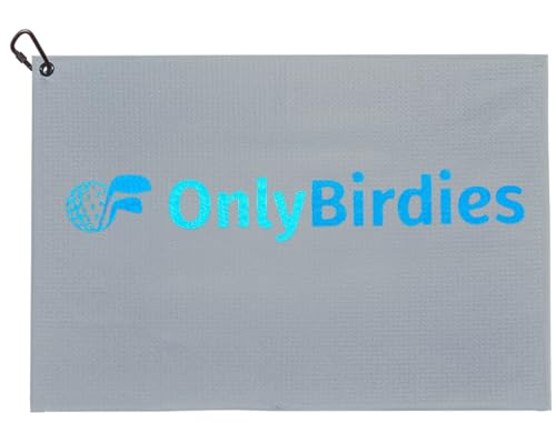OnlyGolf Funny Microfiber Golf Towel – Large 14" x 20" Clip for Golf Bags Clubs Balls Perfect Golf Gag Gift Enthusiasts Waffle Men Premium Carabiner (Gray OnlyBirdies) - color: Gray Onlybirdies