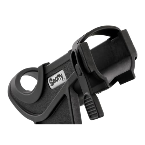 Scotty 0280-BK Rod Holder, Baicaster/Spinning, black W/0241 Side/Deck Mount | 360 Degree Rotation, Heavy-Duty Nylon, Fishing Accessory, Adjustable