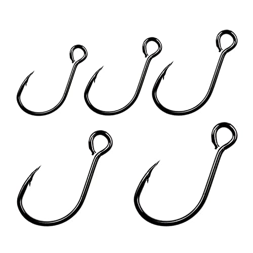 THKFISH 50pcs/100Pcs Box Inline Single Hooks Replacement Fishing Hooks for Lures Baits Inline Circle Hooks Large Eye with Barbed Saltwater Freshwater #2#1 1/0 2/0 3/0 - color: 100pcs-black