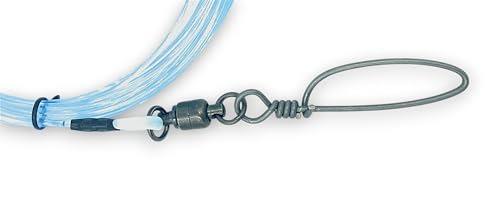 Wahoo Shock Leader for High Speed Trolling. 250-400lb Test Available, with Ball Bearing snap Swivel. - color: Light Blue, size: 300 lb