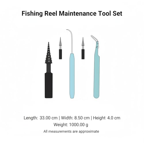 Fishing Reel Maintenance Tool Set, Metal Bearing Service Tool and Gear Service Kit for Spinning and Baitcasting Reels (Set of 3) - color: Black