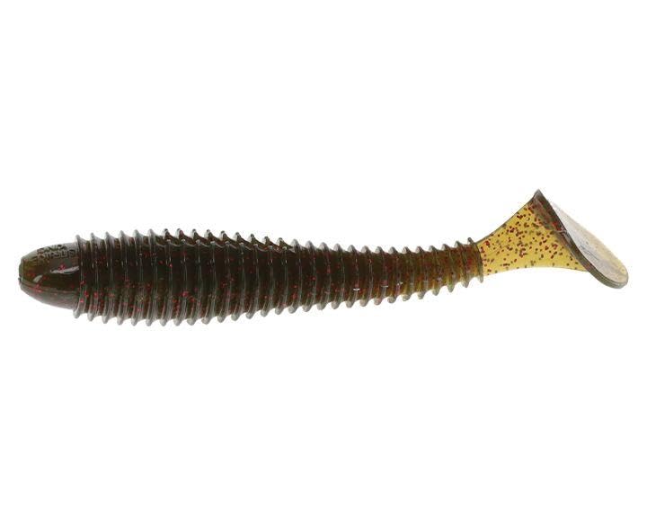 Strike King Rage Swimmer Saltwater Soft Bait Fishing Lure, 3.75", Wide-Bodied Paddle Tail - color: Dark Melon Red