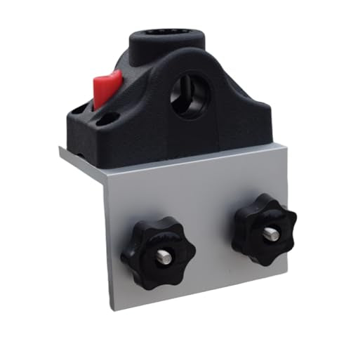 90° Boat Track System Bracket Deck/Side Mount Rod Holder, Aluminum Boat Track Bracket Base+360° Rotating Fishing Rod Base, for Versatrack System/Bass Tracker/Ranger Track System