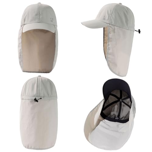 TOP-EX L/XL/XXL UV50+ Waterproof Neck Flap Baseball Sun Cap - color: Gray, size: X-Large