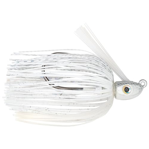 Strike King Hack Attack Heavy Cover Swim Jig Fishing Lure, Exclusive Gamakatsu Extra-Strong Siwash Hook - color: White, size: 3/8 oz