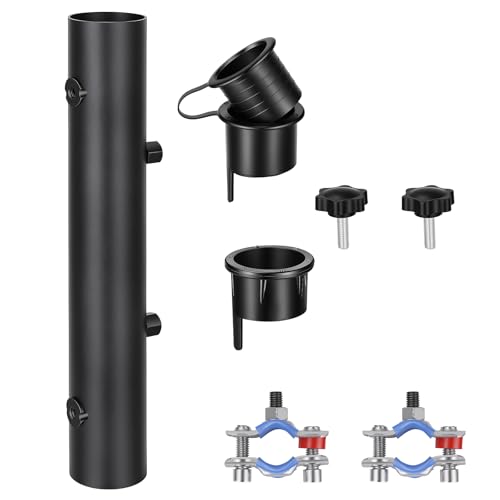Heavy Duty Fishing Rod Holder for Beach Wagon, Umbrella Holder Clip on Wagon, Cart, Chair for Fishing, Beach, Camping, Ball Park, Fishing Pole Holder with Mount Clamp (3/5” to 9/10” Inner Diameter)