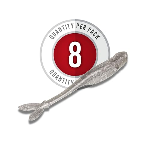 Strike King Spotlight Split Minnow Fishing Lure, Soft Plastic Jerkbait, 8-Pack - color: Carolina Chrome, size: 4"