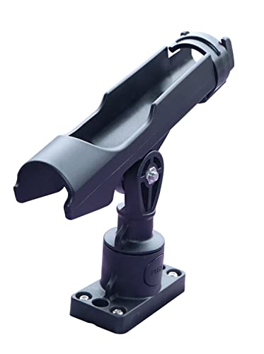 New Upgrade 360 Degrees MiniPort Fishing Rod Holder with Mini Rod Holder,Rod Holder with Track Mounting Base Kit with Installation Accessories and Tools - style: Rectangle Base and Fishing Rod Socket
