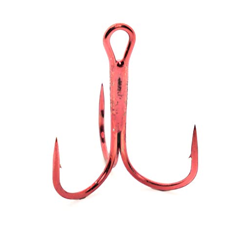 Mustad Classic Round Bend Treble Hook (Pack of 5) - color: Red, size: 6