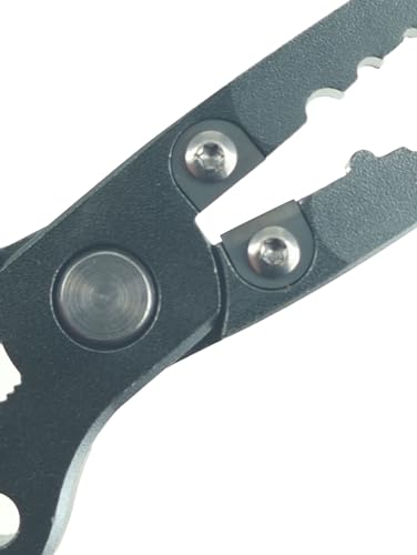SE 6.5 Inch Aluminum Rust-proof Spring-Loaded Fishing Pliers with Crimper Tungsten Carbide Cutter - FP020A - color: Titanium