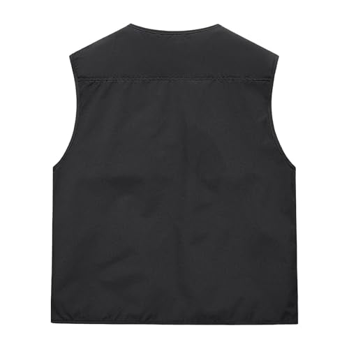 Men's Outdoor Fishing Vest Multi-Pocket Casual Lightweight Quick Dry Travel Photography Hiking Hunting Utility Vests - color: Black, size: Small