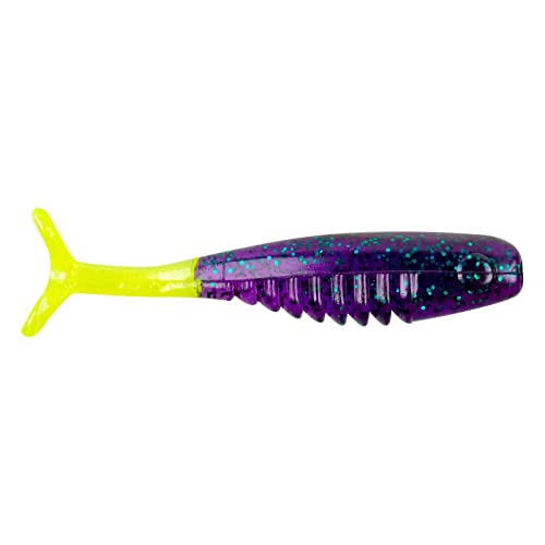 Bobby Garland Itty Bit Slab Huntr Natural Minnow Shape Ribbed Fishing Lure, 1 Inch, 1/4 Ounce - color: Junebug Pearl Chartreuse