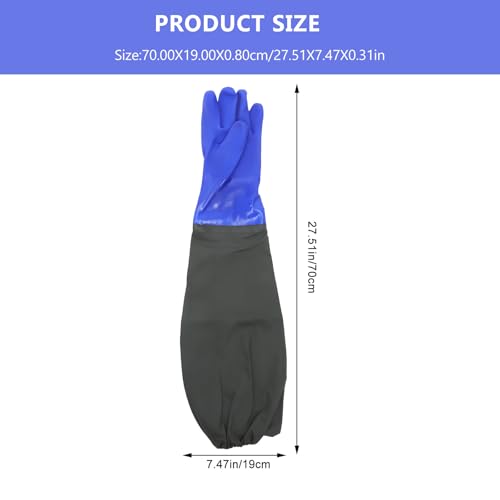 DOITOOL Long Waterproof Fishing Gloves 2pcs Blue Elastic Wrist Multi-Function Professional Planting and Cleaning Gloves for Outdoor Fishing and Gardening