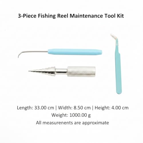 3-Piece Fishing Reel Maintenance Tool Kit - Metal Bearing Remover & Gear Service Set for Spinning and Baitcasting Reels - color: Silver