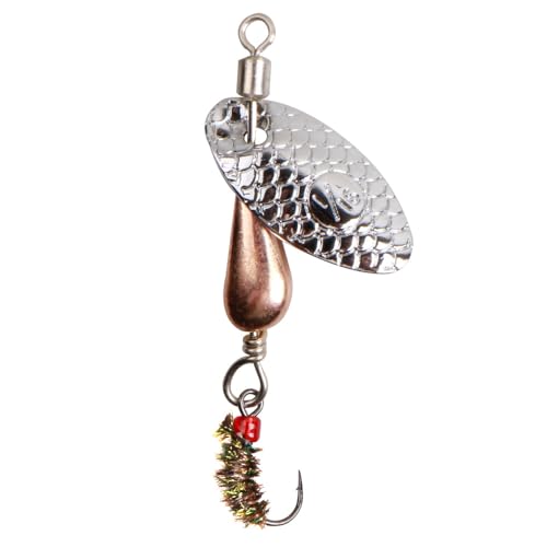 Trout Spinners - Fly Trout Fishing Lures for Bass Salmon Pike, Smallmouth Bass Lures with Brass Spinner for Lake River Fishing - color: Style A-0.1oz/5PCS