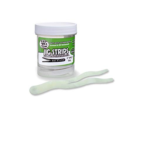 Fat Cow Jig Strips Split Tail 5" - 40X Stronger Than Soft Baits - 8 ct - color: Glow