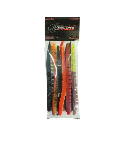 DeLong Lures – Made in USA 6" Bass Fishing Worms, Pre-Rigged Weedless & Unrigged Soft Plastic Baits, Anise-Scented Durable Lures for Freshwater & Saltwater - color: Unrigged Variety 10-Pack
