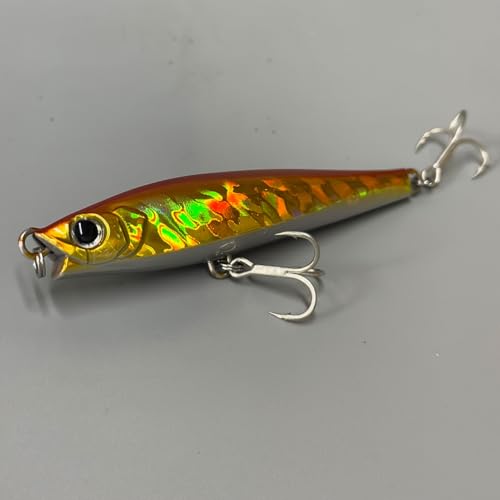 Ocean Fishing Minnow Lures 3pcs | High-Index Plastic Jerkbait Swimbaits for Bass & Trout - color: AH1038B-4'' 1.3oz