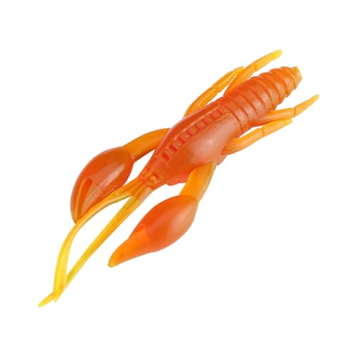 Soft Silicone Crawfish Lures Kit, 25Pcs Saltwater Fishing Lures Shrimp Baits Set for Bass Fishing, Fishings Bait for Freshwater Saltwater Gifts - color: Orange