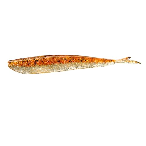Lunker City Fishing Fin-S Fish 4" Split Tail Soft Plastic Jerk Bait Minnow Original Walleye and Bass Lure, 10 Per Bag, Made in The USA - style: 44 Orange Ice