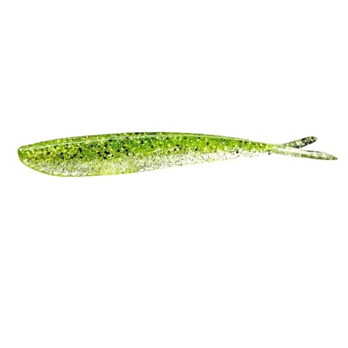 Lunker City Fishing Fin-S Fish 4" Split Tail Soft Plastic Jerk Bait Minnow Original Walleye and Bass Lure, 10 Per Bag, Made in The USA - style: 59 Chartreuse Ice