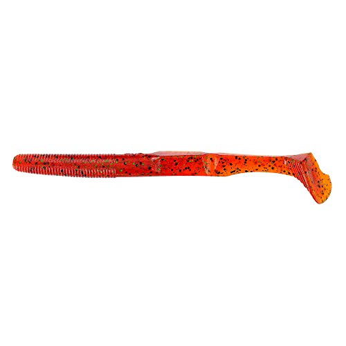 Yamamoto 5.5" Swimming Senko Soft Worm Paddle Tail Fishing Swim Bait Lures - 7 Pack - color: Pumpkin with Large Black & Small Green Flake, size: One Size