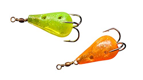 Rod-N-Bobbs® Tackle Beacon® Catfish Teardrop Lure with #4 Treble Hook (2 Pack) - color: Chartreuse & Orange