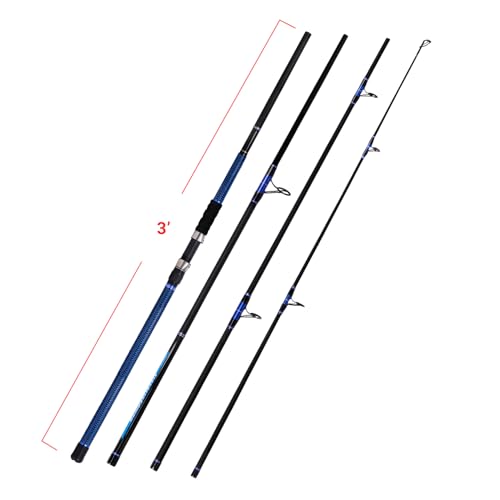 Fiblink Surf Fishing Rod Carbon Surf Spinning Rod Portable Travel Saltwater Beach Blue Surf Rod with SuperPolymer Handle 8'6"/9'/10'/12'/15' - style: 12'-4pc-h Spin
