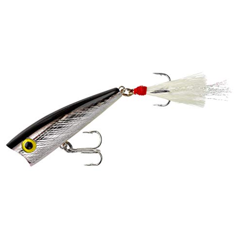 Rebel Lures Pop-R Topwater Popper Fishing Lure - color: Silver/Black, style: Teeny Pop-r (1/8 Oz)