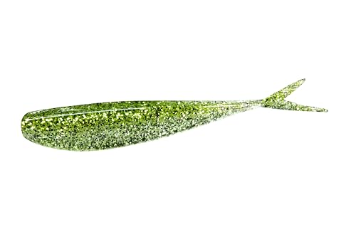 Lunker City Fishing Fin-S Fish 3.5" Fat Split Tail Soft Plastic Jerk Bait Minnow Bass Lure Original Walleye Bait, 10 Per Bag, Made in The USA - 59 Chartreuse Ice - color: 59 Chartreuse Ice