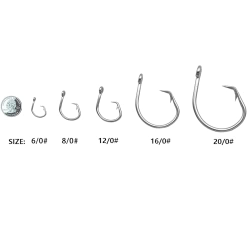 3 Pieces 10/0-20/0 Circle Hook Rig Shark Surf Rigs 49-Strands Steel Leader,Deep Sea Hooks for Big Fish - size: 13/0