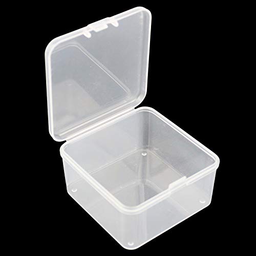 18 Pieces Square Empty Mini Clear Plastic Storage Box 2.56x2.56x1.38 inch | Hinged Lids, For Small Items, Craft Projects - size: 2.56 x 2.56 x 1.38 inch