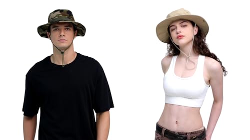 Sun Hats for Men Women Bucket Hat UPF 50+ Boonie Hat Foldable UV Protection Hiking Beach Fishing Summer Safari - color: 1pack-jungle Camo