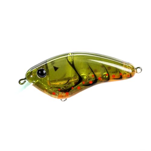 Strike King Hardliner Fishing Lure, Flat Sided Crankbait, Circuit Board Lip, Extra Tight Wobble, Size 4 Treble Hooks - color: Phantom Green Craw