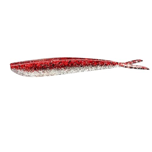Lunker City Fishing Fin-S Fish 4" Split Tail Soft Plastic Jerk Bait Minnow Original Walleye and Bass Lure, 10 Per Bag, Made in The USA - style: 31 Red Ice
