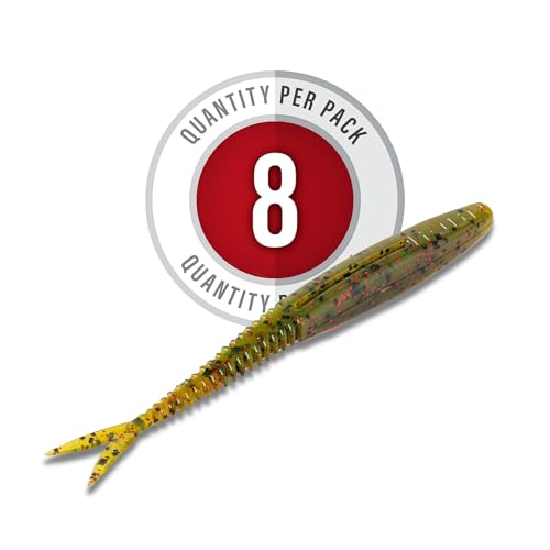 Strike King Mach Skooler Fishing Lure, Soft Plastic Jerkbait, Heavily Salted, Sleek Design, Erratic Action - color: Watermelon Red Flake, size: 5"